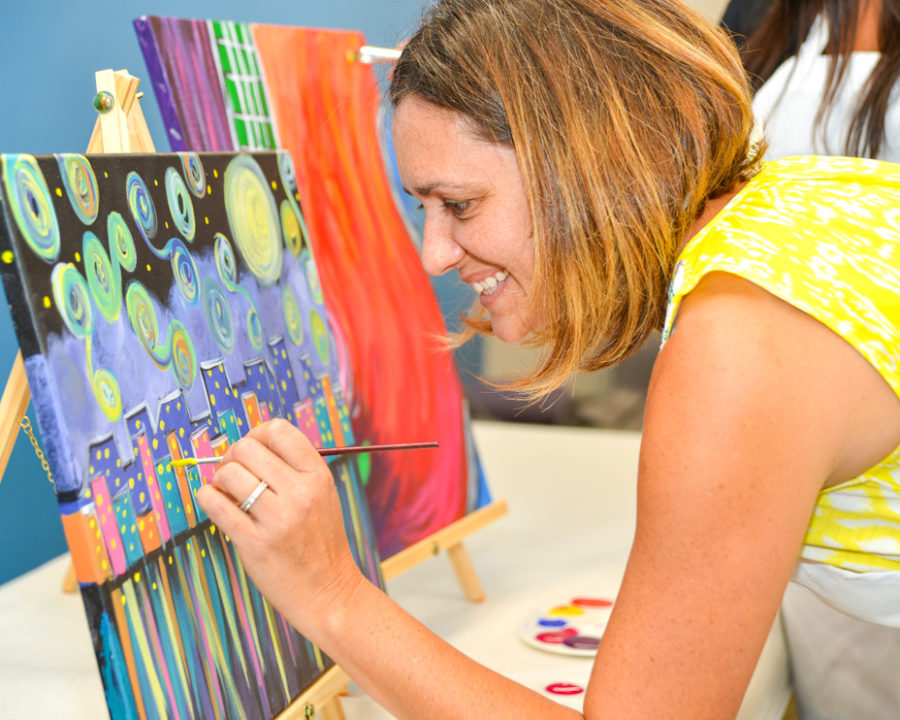 Woman painting a painting