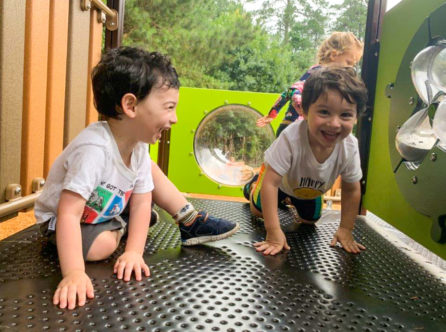 Preschool boys on a playground together