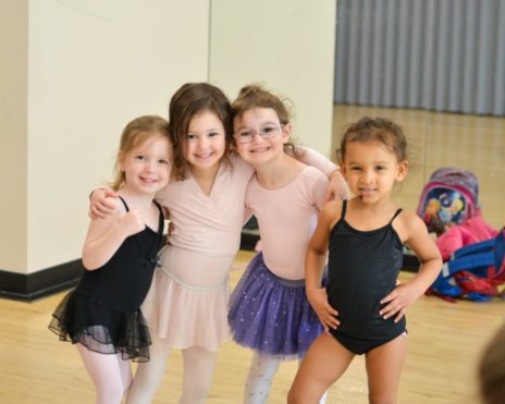 three girls at dance at Early Childhood Teens dance program