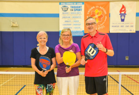 Seniors playing pickleball