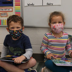 preschool kids in masks